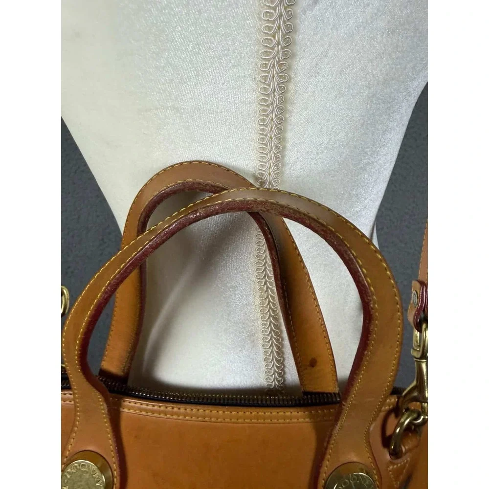 Dooney & Bourke Vintage Canvas Leather Satchel Crossbody Bag Black Tan USA‎ Made